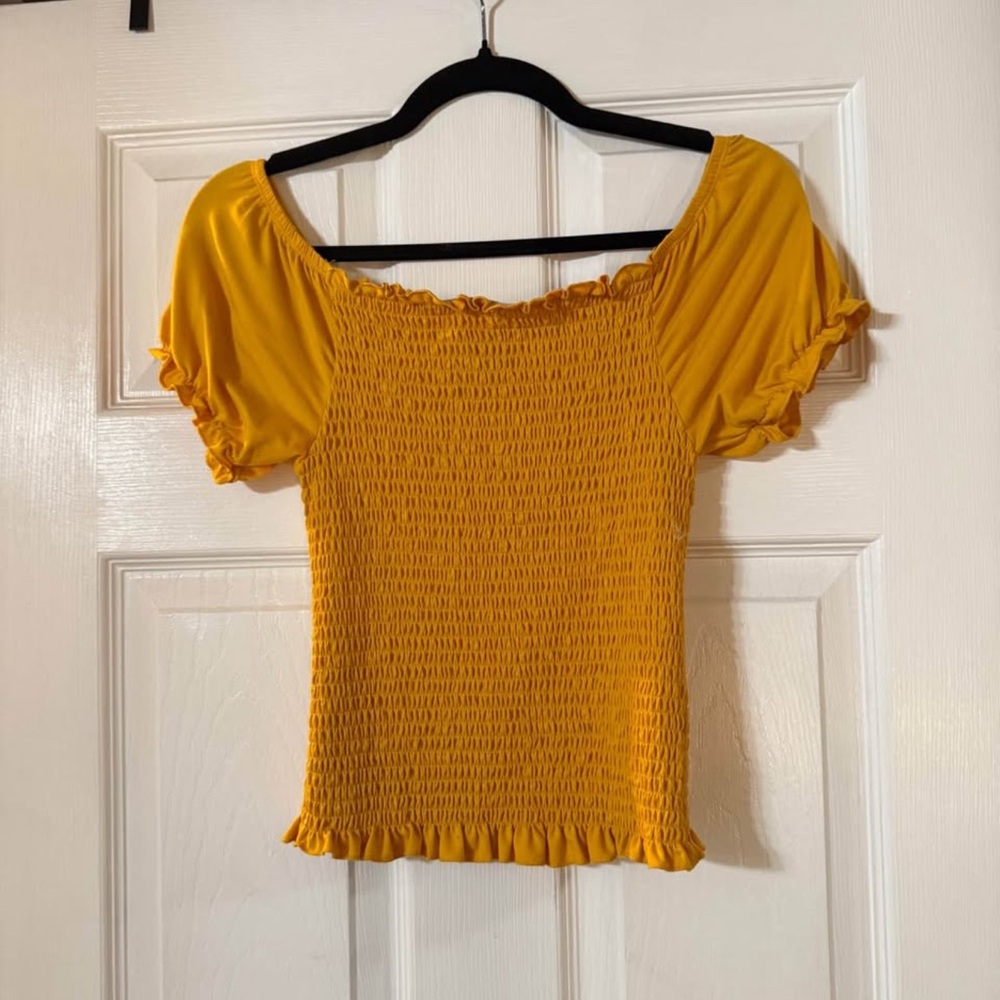 Rue21 Mustard Smocked Crop Top
